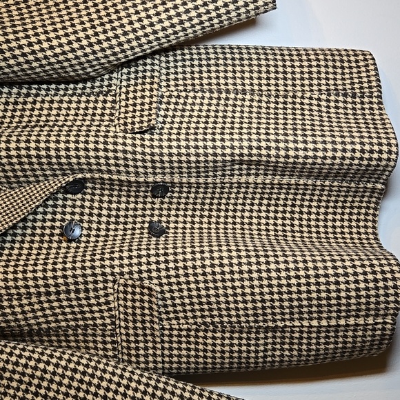 Anthropologie Bernardo Houndstooth Wool Blend Double-Breasted Handmade Blazer - Picture 7 of 17